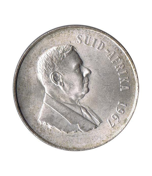 Moneda de plata 1 Rand Sudafrica 1967.
