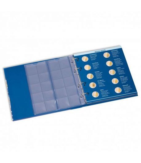 Album Leuchtturm 2 Euros Optima Volume 2 – Pièces Commémoratives 2014-2016, 9 Pochettes, Bleu, étui De Protection