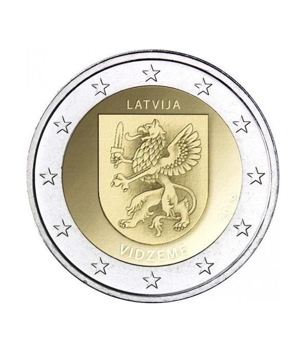 moneda conmemorativa 2 euros Letonia 2016 Vidzeme.