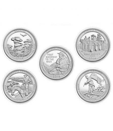 E.E.U.U. 1/4$ 2016 Parques Nacionales (5 monedas) ceca D.