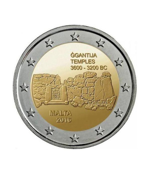moneda conmemorativa 2 euros Malta 2016 Templos Ggantija  - 2