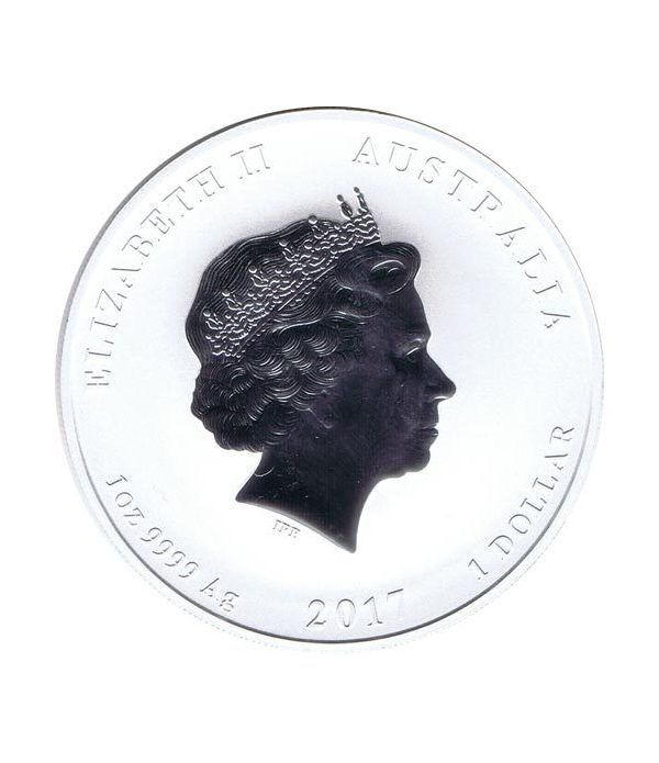 Moneda onza de plata 1$ Australia Lunar Gallo 2017  - 4