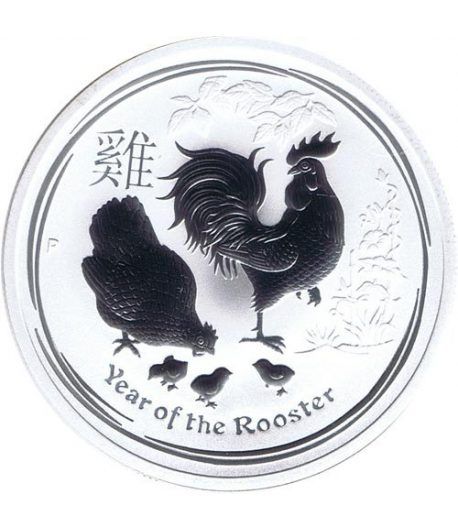 Moneda onza de plata 1$ Australia Lunar Gallo 2017