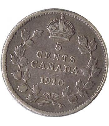 Moneda de plata 5 Cents Canada 1910 Eduardo VII.