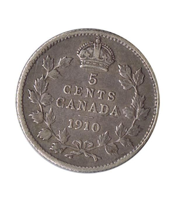 Moneda de plata 5 Cents Canada 1910 Eduardo VII.  - 2