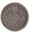 Moneda de plata 5 Cents Canada 1910 Eduardo VII.