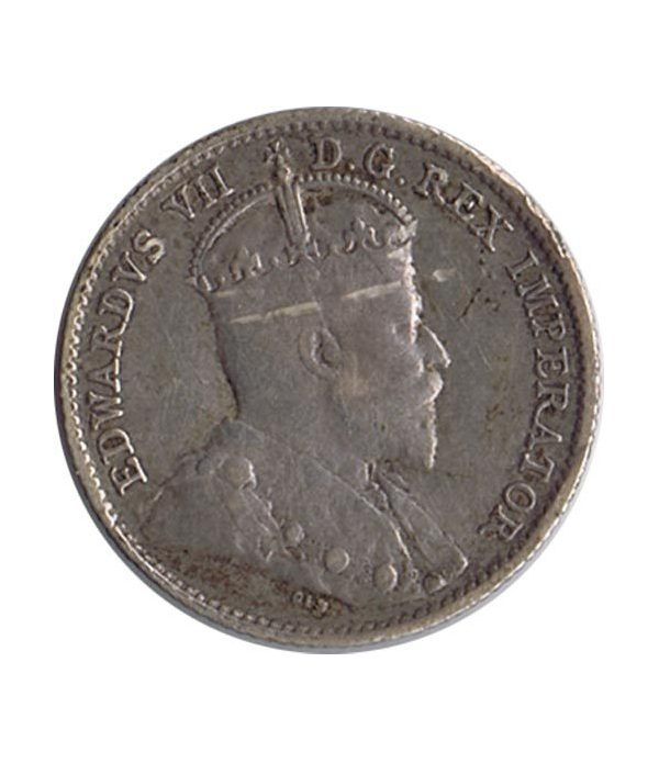 Moneda de plata 5 Cents Canada 1910 Eduardo VII.