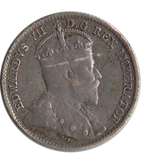 Moneda de plata 5 Cents Canada 1910 Eduardo VII.