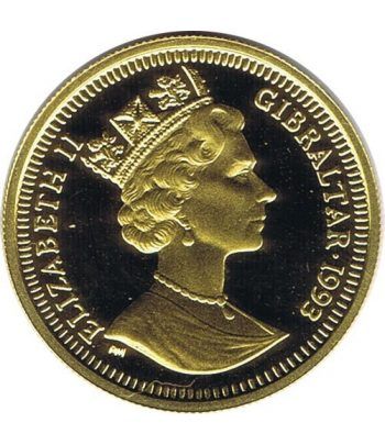 Moneda de oro 70 Ecus Gibraltar 1993 Eurotunel.