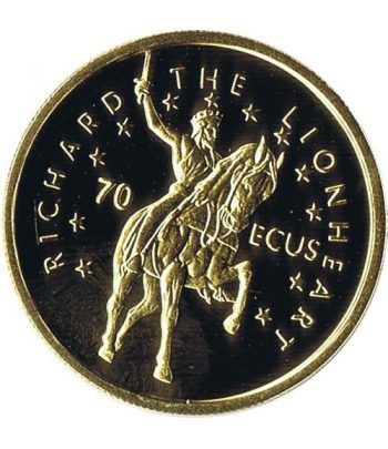 Moneda de oro 70 Ecus Gibraltar 1995 Ricardo Corazón de León.
