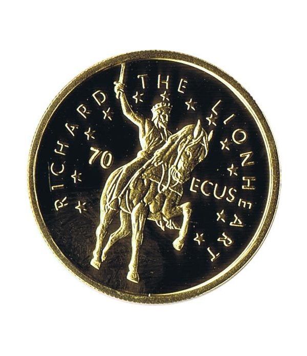 Moneda de oro 70 Ecus Gibraltar 1995 Ricardo Corazón de León.