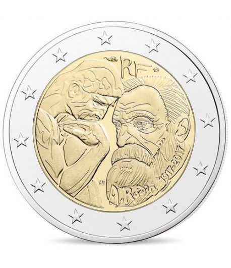 moneda conmemorativa 2 euros Francia 2017 Rodin.