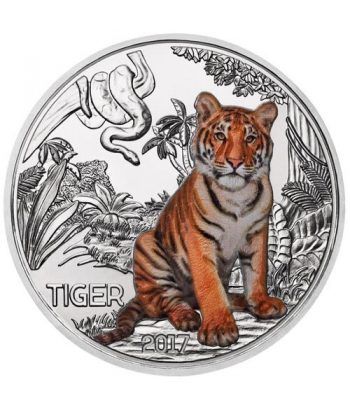 moneda Austria 3 Euros 2017 Tigre color Tiger Tier-Taler.