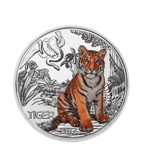moneda Austria 3 Euros 2017 Tigre color Tiger Tier-Taler.