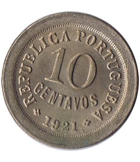Portugal 10 Centavos 1921 Republica Portuguesa. Cuproniquel.