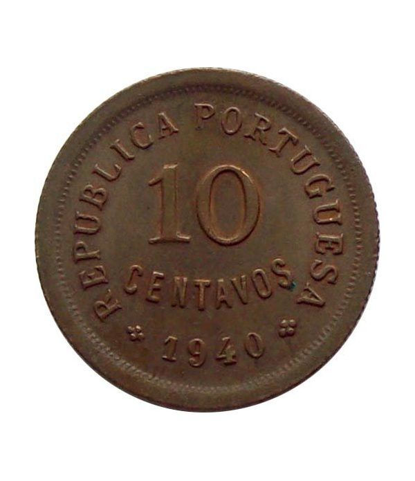 Portugal 10 Centavos 1940 Republica Portuguesa. Cobre