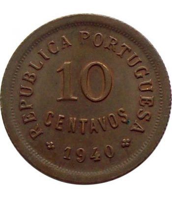 Portugal 10 Centavos 1940 Republica Portuguesa. Cobre