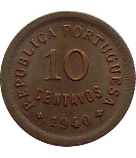 Portugal 10 Centavos 1940 Republica Portuguesa. Cobre