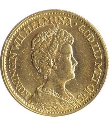 Moneda de oro 10 gulden Holanda 1911.