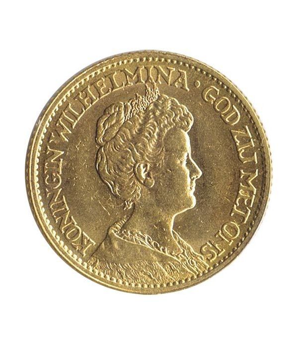 Moneda de oro 10 gulden Holanda 1911.