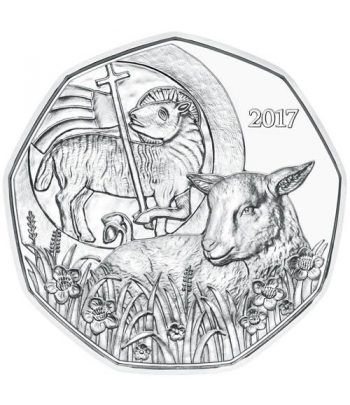 moneda Austria 5 Euros 2017 Oveja Pascua. Plata.