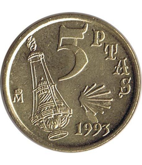 5 Pesetas 1993 Jacobeo. Variante de cuño. SC