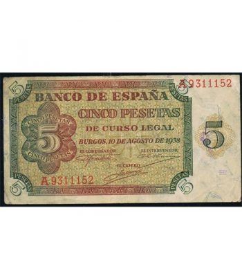(1938/08/10) Burgos. 5 Pesetas. MBC+.