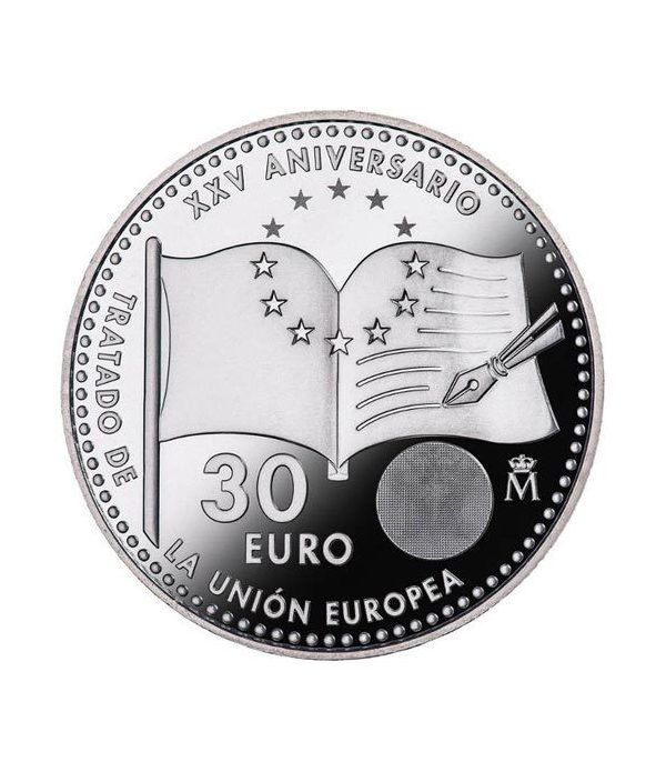 Moneda conmemorativa 30 Euros 2017 25 Años Unión Europea.