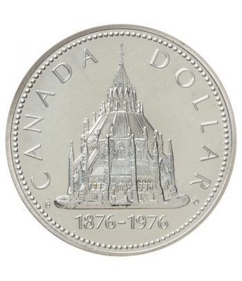 Canada 1$ 1976 Centenario Biblioteca Otawa. Plata.