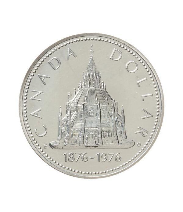 Canada 1$ 1976 Centenario Biblioteca Otawa. Plata.