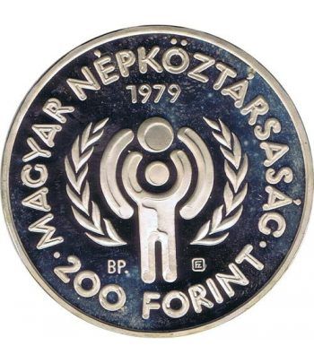 Moneda de plata 200 Forint Hungria 1979 Año Niño.