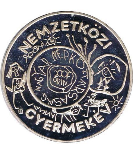 Moneda de plata 200 Forint Hungria 1979 Año Niño.
