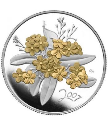 Moneda de plata 50 Centavos Canada 2007. Ramo de flores.