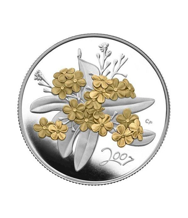 Moneda de plata 50 Centavos Canada 2007. Ramo de flores.