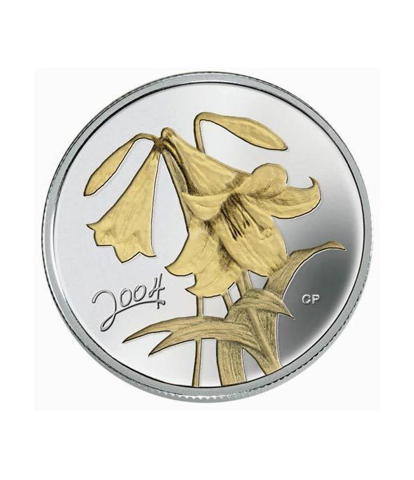 Moneda de plata 50 Centavos Canada 2004. Flor Lis de Pascua