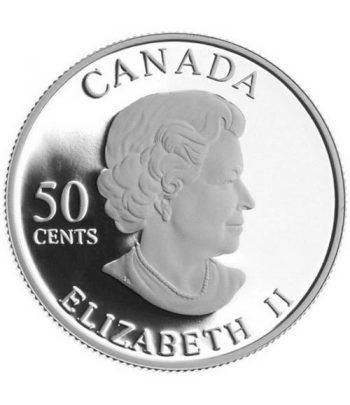 Moneda de plata 50 Centavos Canada 2004. Flor Lis de Pascua