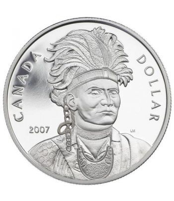 Moneda de plata 1 Dollar Canada 2007 Thayendanegea. Proof.