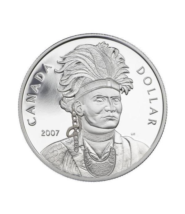 Moneda de plata 1 Dollar Canada 2007 Thayendanegea. Proof.