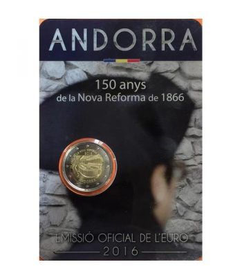 moneda conmemorativa 2 euros Andorra 2016 Reforma 1866. BU.