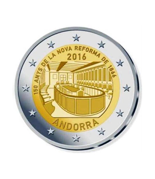 moneda conmemorativa 2 euros Andorra 2016 Reforma 1866. BU.