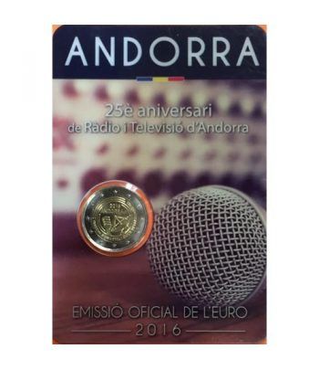 moneda conmemorativa 2 euros Andorra 2016 Radio y Televisión. BU