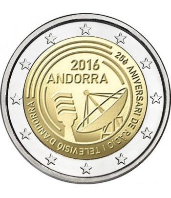 moneda conmemorativa 2 euros Andorra 2016 Radio y Televisión. BU