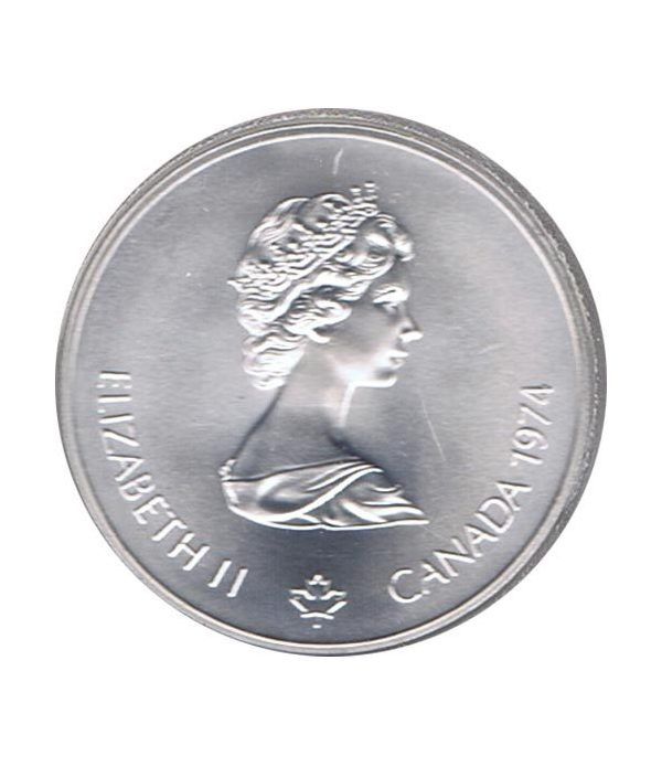 Moneda de plata 5$ Canada 1974 Montreal 1976. Antorcha.