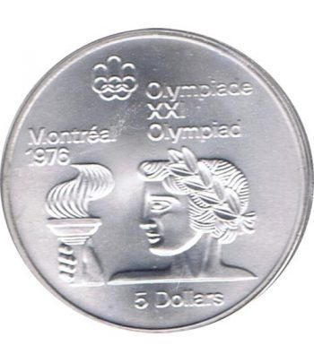 Moneda de plata 5$ Canada 1974 Montreal 1976. Antorcha.