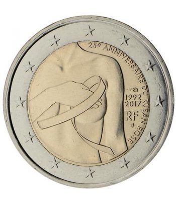 moneda conmemorativa 2 euros Francia 2017 Lazo Rosa.