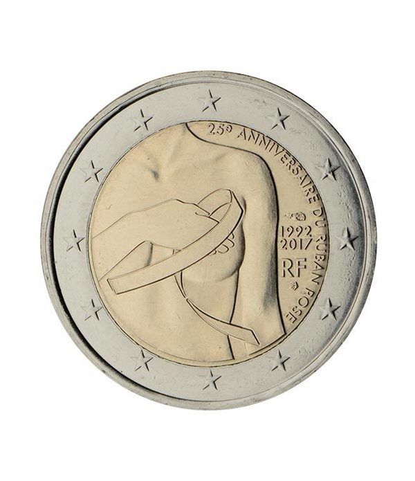 moneda conmemorativa 2 euros Francia 2017 Lazo Rosa.