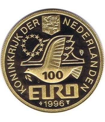 Moneda de oro 100 Euro Holanda 1996 Constantijn Huygens.
