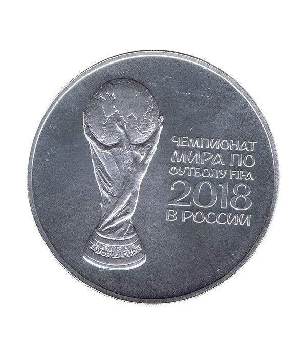 Moneda onza de plata 3 Rublos Rusia 2018 Copa Mundial Futbol.  - 1