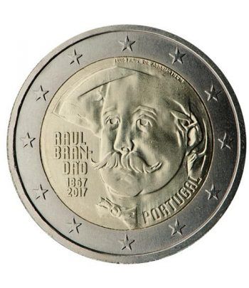 moneda conmemorativa 2 euros Portugal 2017 Raúl Brandão.  - 2