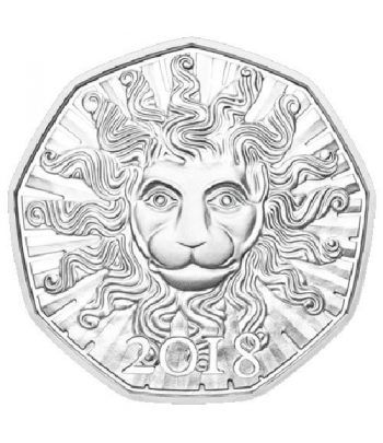 moneda Austria 5 Euros 2018 Año Nuevo. León. Plata.